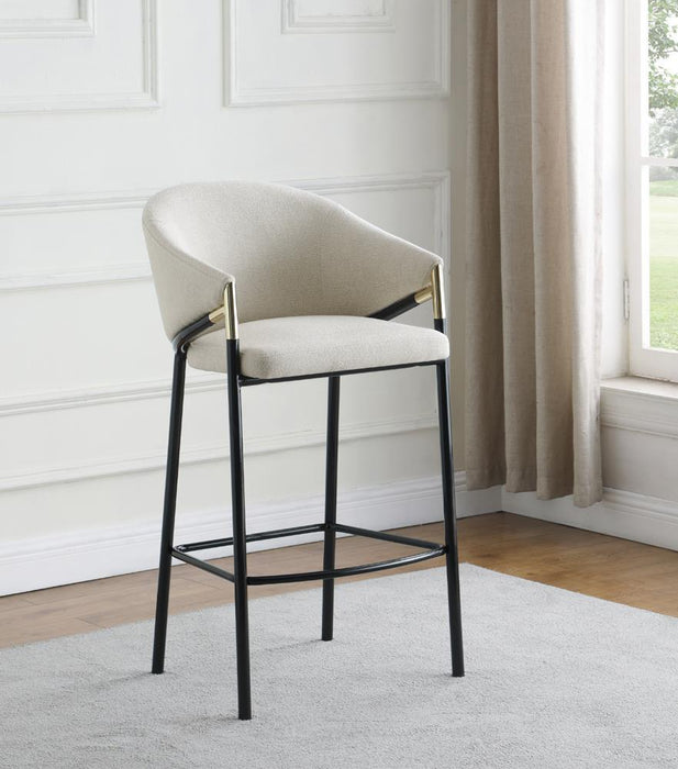 Chadwick Sloped Arm Bar Stools Beige and Glossy Black (Set of 2) - U&U Home Budget Furniture (Carteret, NJ)