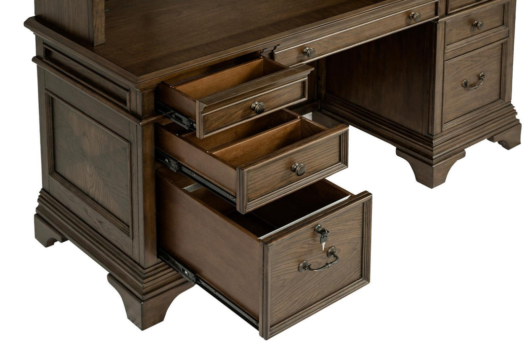 Hartshill Credenza with Hutch Burnished Oak - U&U Home Budget Furniture (Carteret, NJ)