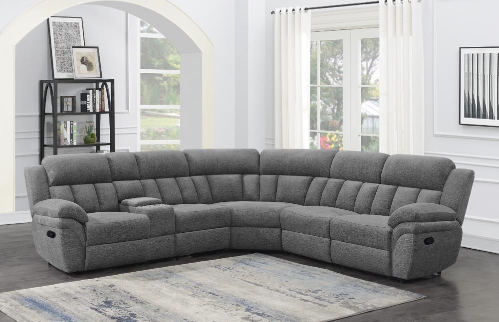 Bahrain 6-piece Upholstered Motion Sectional Charcoal - U&U Home Budget Furniture (Carteret, NJ)