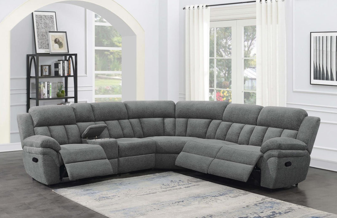 Bahrain 6-piece Upholstered Motion Sectional Charcoal - U&U Home Budget Furniture (Carteret, NJ)