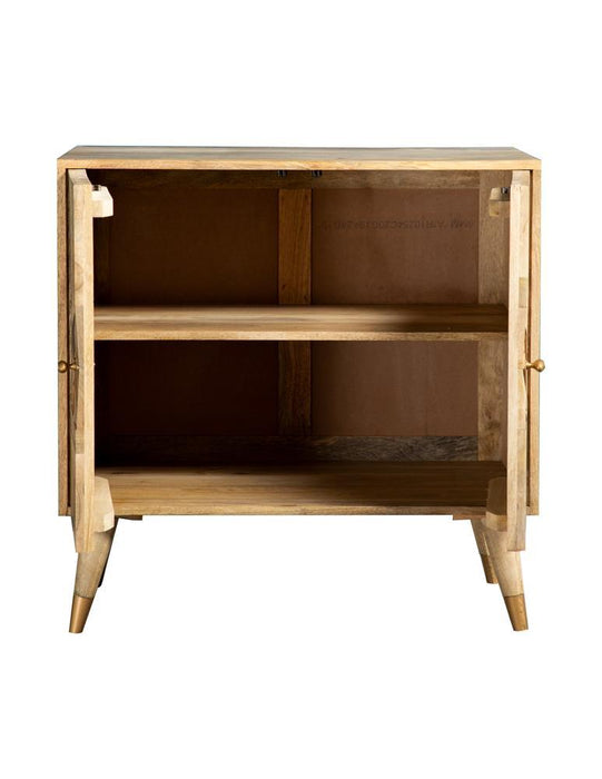 Alyssum Checkered Pattern 2-door Accent Cabinet Natural - U&U Home Budget Furniture (Carteret, NJ)