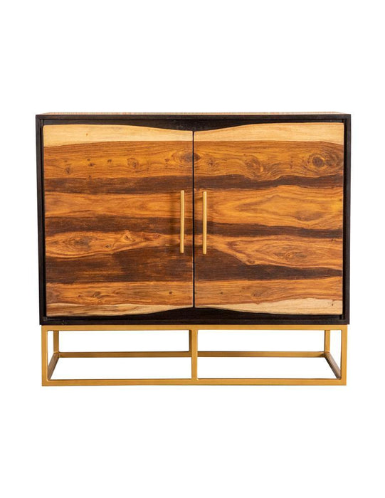 Zara 2-door Accent Cabinet Black Walnut and Gold - U&U Home Budget Furniture (Carteret, NJ)