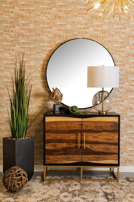 Zara 2-door Accent Cabinet Black Walnut and Gold - U&U Home Budget Furniture (Carteret, NJ)