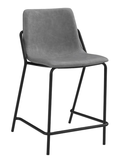 Earnest Solid Back Upholstered Counter Height Stools Grey and Black (Set of 2) - U&U Home Budget Furniture (Carteret, NJ)