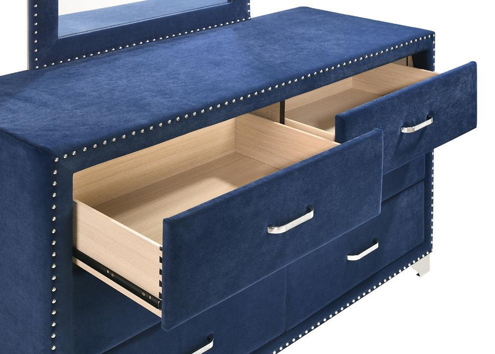 Melody 6-drawer Upholstered Dresser Pacific Blue - U&U Home Budget Furniture (Carteret, NJ)