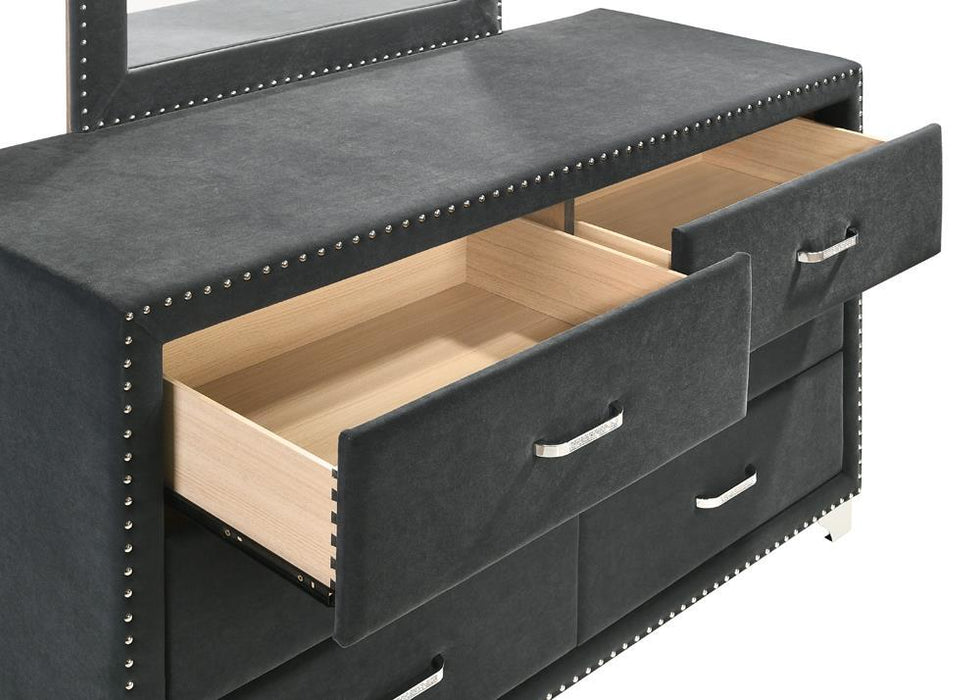 Melody 6-drawer Upholstered Dresser Grey - U&U Home Budget Furniture (Carteret, NJ)