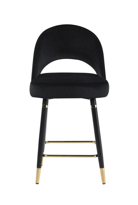 Lindsey Arched Back Upholstered Counter Height Stools Black (Set of 2) - U&U Home Budget Furniture (Carteret, NJ)