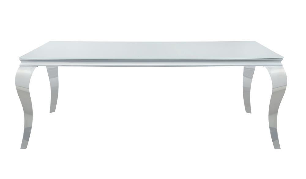 Carone Rectangular Glass Top Dining Table White and Chrome - U&U Home Budget Furniture (Carteret, NJ)