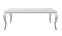 Carone Rectangular Glass Top Dining Table White and Chrome - U&U Home Budget Furniture (Carteret, NJ)