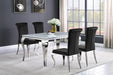 Carone Rectangular Glass Top Dining Table White and Chrome - U&U Home Budget Furniture (Carteret, NJ)