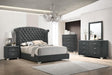 Melody California King, Eastren King, Queen Wingback Upholstered Bed Pacific Blue & Grey - U&U Home Budget Furniture (Carteret, NJ)