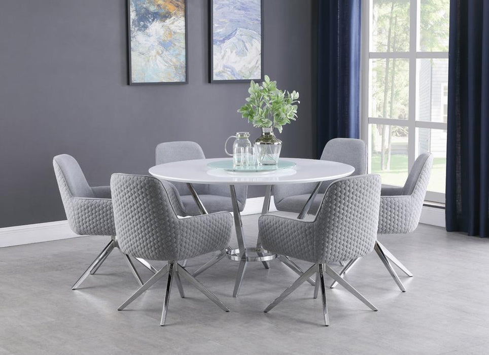 Abby Flare Arm Side Chair Light Grey and Chrome - U&U Home Budget Furniture (Carteret, NJ)