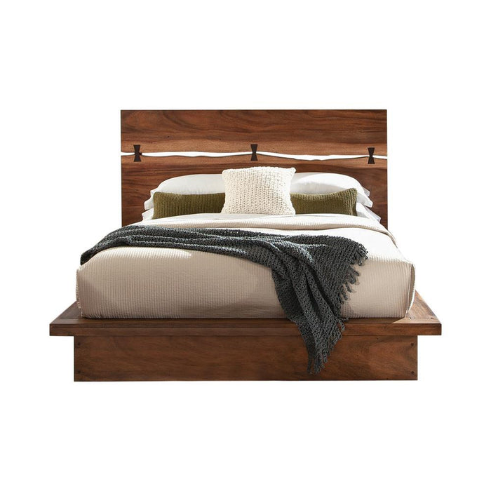 Winslow California King, E.King & Queen Bed Smokey Walnut and Coffee Bean - U&U Home Budget Furniture (Carteret, NJ)