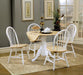 Allison Drop Leaf Round Dining Table Natural Brown and White - U&U Home Budget Furniture (Carteret, NJ)