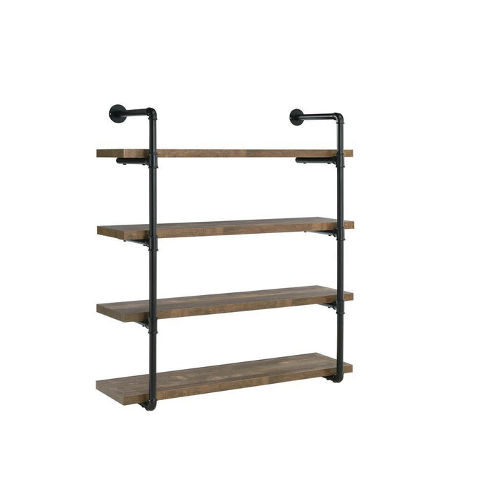 Elmcrest 40-inch Wall Shelf Black and Grey Driftwood - U&U Home Budget Furniture (Carteret, NJ)