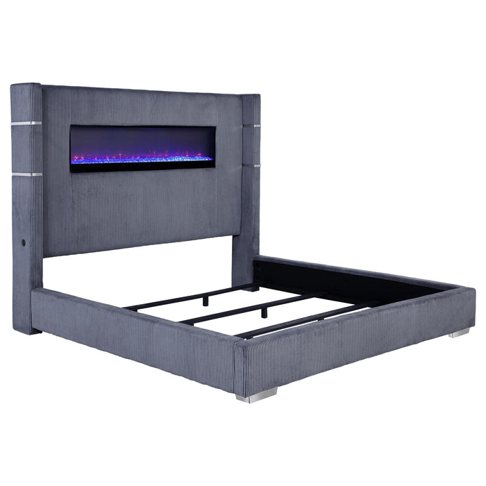 Tisdall California King, E.King & Queen Bed Grey, Black & Queen - U&U Home Budget Furniture (Carteret, NJ)