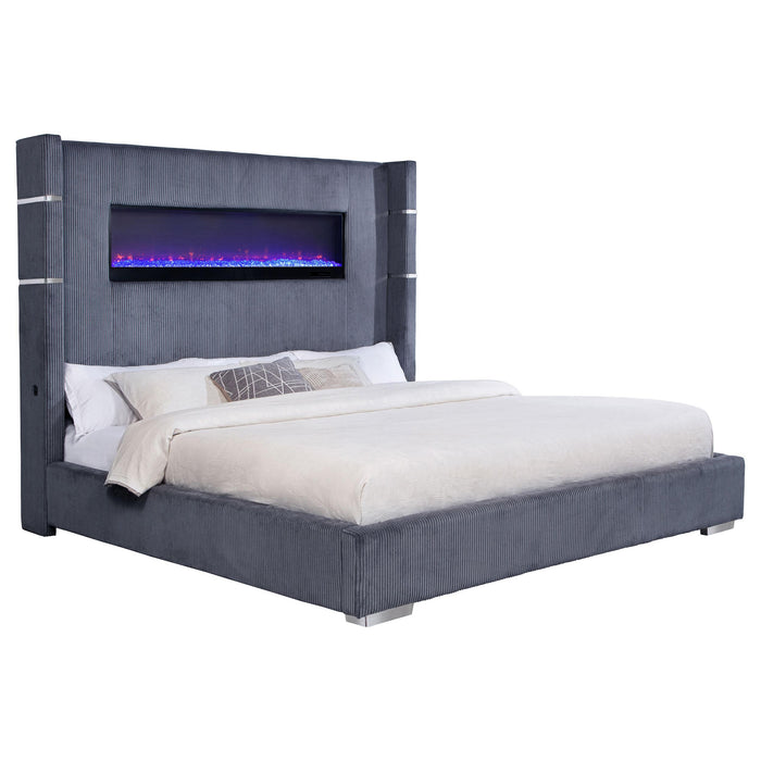 Tisdall California King, E.King & Queen Bed Grey, Black & Queen - U&U Home Budget Furniture (Carteret, NJ)