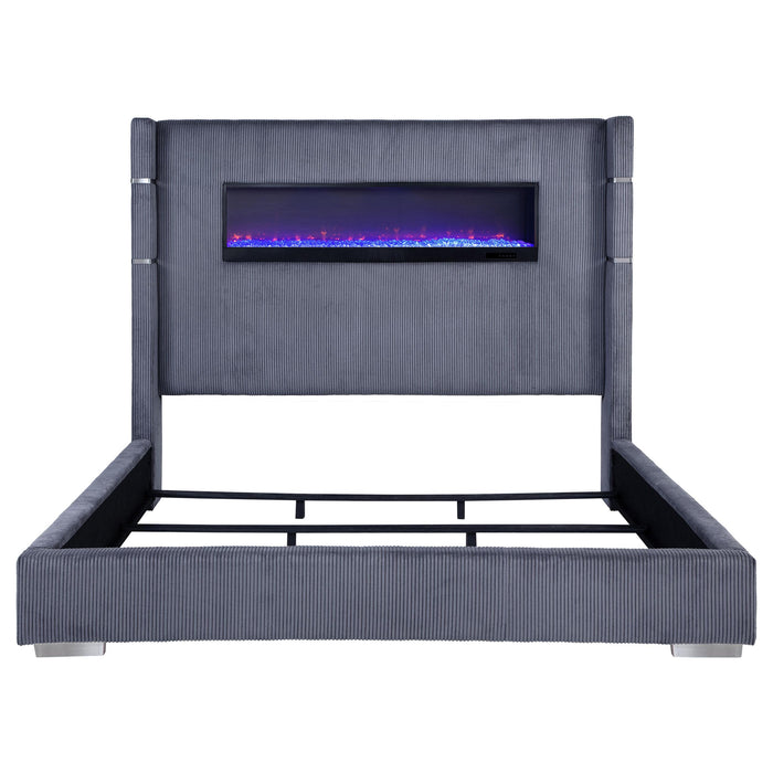 Tisdall California King, E.King & Queen Bed Grey, Black & Queen - U&U Home Budget Furniture (Carteret, NJ)