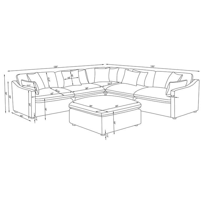 Hobson 6 Piece Sectionals - U&U Home Budget Furniture (Carteret, NJ)