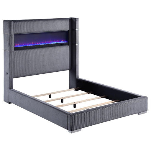 Tisdall California King, E.King & Queen Bed Grey, Black & Queen - U&U Home Budget Furniture (Carteret, NJ)