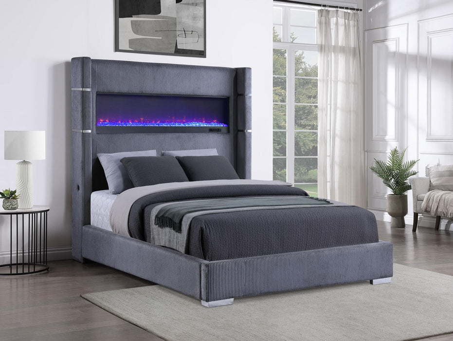 Tisdall California King, E.King & Queen Bed Grey, Black & Queen - U&U Home Budget Furniture (Carteret, NJ)