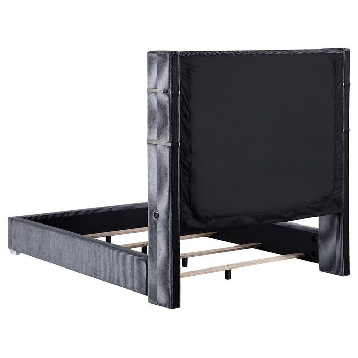 Tisdall California King, E.King & Queen Bed Grey, Black & Queen - U&U Home Budget Furniture (Carteret, NJ)