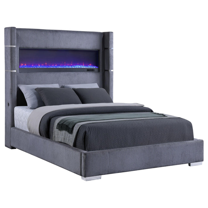 Tisdall California King, E.King & Queen Bed Grey, Black & Queen - U&U Home Budget Furniture (Carteret, NJ)