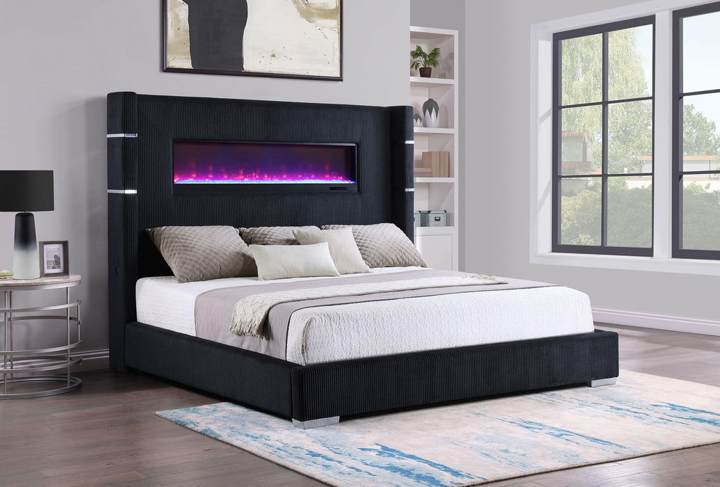 Tisdall California King, E.King & Queen Bed Grey, Black & Queen - U&U Home Budget Furniture (Carteret, NJ)