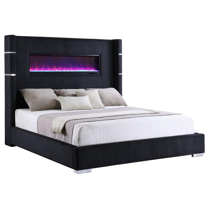 Tisdall California King, E.King & Queen Bed Grey, Black & Queen - U&U Home Budget Furniture (Carteret, NJ)