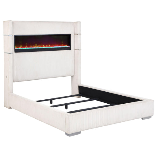 Tisdall Wingback Bed with Flame Visualizer - U&U Home Budget Furniture (Carteret, NJ)
