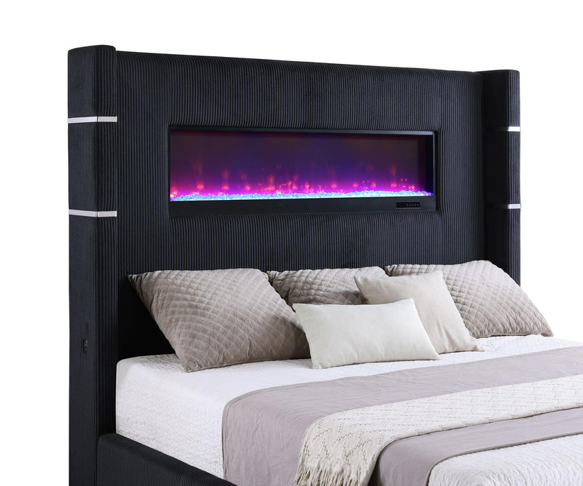 Tisdall California King, E.King & Queen Bed Grey, Black & Queen - U&U Home Budget Furniture (Carteret, NJ)