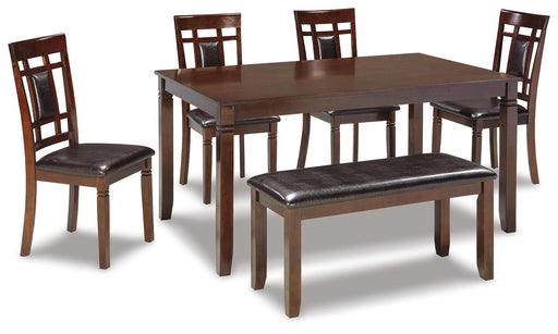 Bennox Dining Table and Chairs with Bench (Set of 6) - U&U Home Budget Furniture (Carteret, NJ)