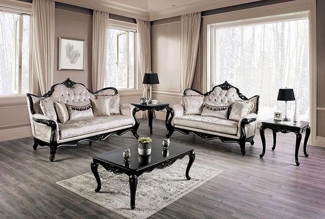 Acapulco White & Espresso Sofa - U&U Home Budget Furniture (Carteret, NJ)