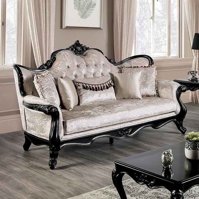 Acapulco White & Espresso Sofa - U&U Home Budget Furniture (Carteret, NJ)