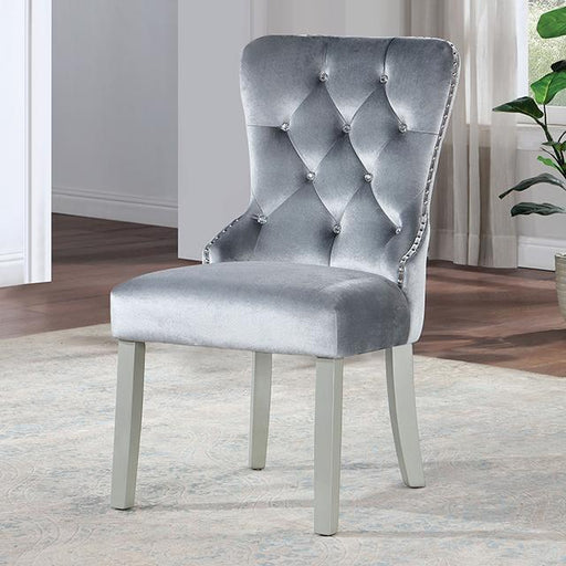 ADALIA Wingback Chair (2/CTN), Silver/Dark Gray - U&U Home Budget Furniture (Carteret, NJ)