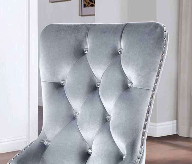 ADALIA Wingback Chair (2/CTN), Silver/Dark Gray - U&U Home Budget Furniture (Carteret, NJ)