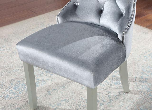 ADALIA Wingback Chair (2/CTN), Silver/Dark Gray - U&U Home Budget Furniture (Carteret, NJ)