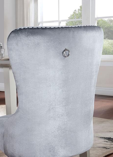 ADALIA Wingback Chair (2/CTN), Silver/Dark Gray - U&U Home Budget Furniture (Carteret, NJ)