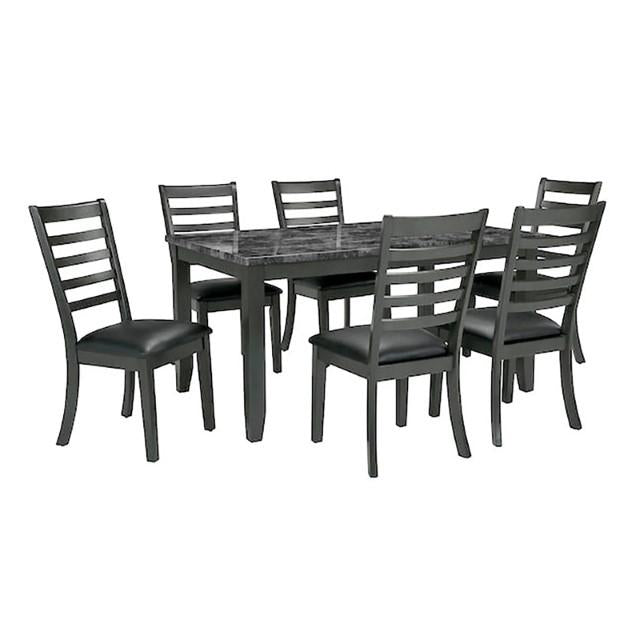 Adia 7 Pc Dinning Table Set Grey & Brown - U&U Home Budget Furniture (Carteret, NJ)