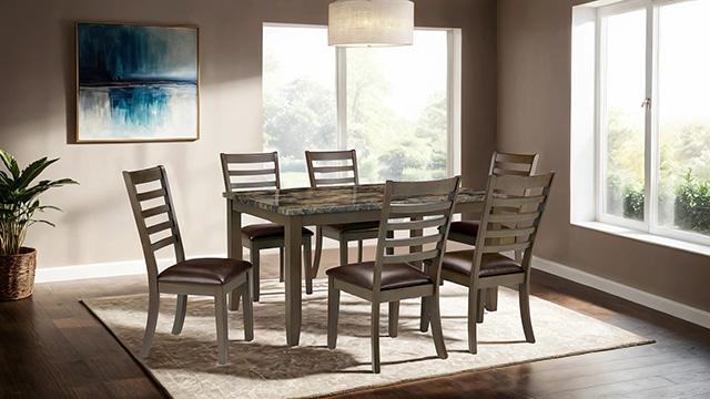 Adia 7 Pc Dinning Table Set Grey & Brown - U&U Home Budget Furniture (Carteret, NJ)