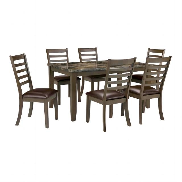 Adia 7 Pc Dinning Table Set Grey & Brown - U&U Home Budget Furniture (Carteret, NJ)