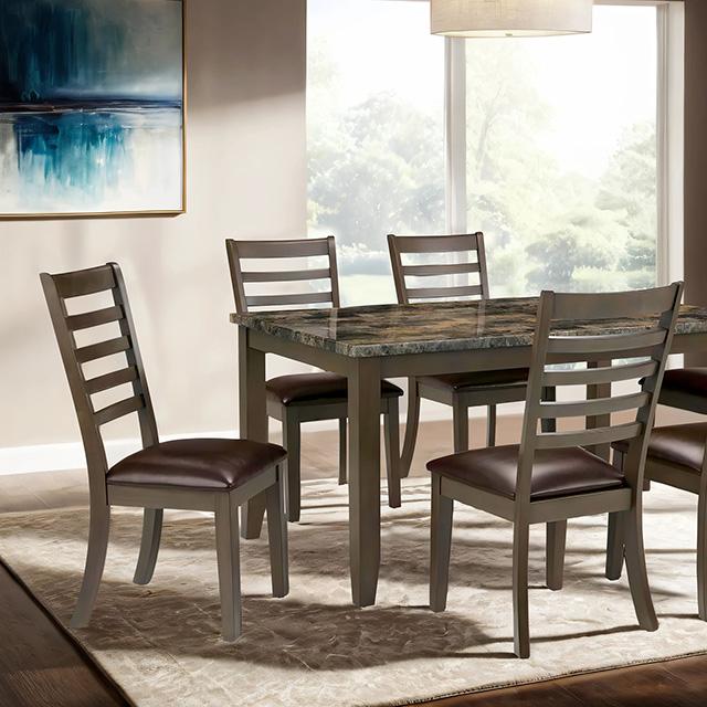 Adia 7 Pc Dinning Table Set Grey & Brown - U&U Home Budget Furniture (Carteret, NJ)