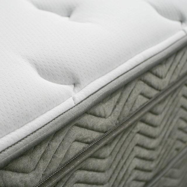 AFTON White/Gray 12" Euro Box Pocket Coil, Cal.King, E king, Full, & Queen - U&U Home Budget Furniture (Carteret, NJ)