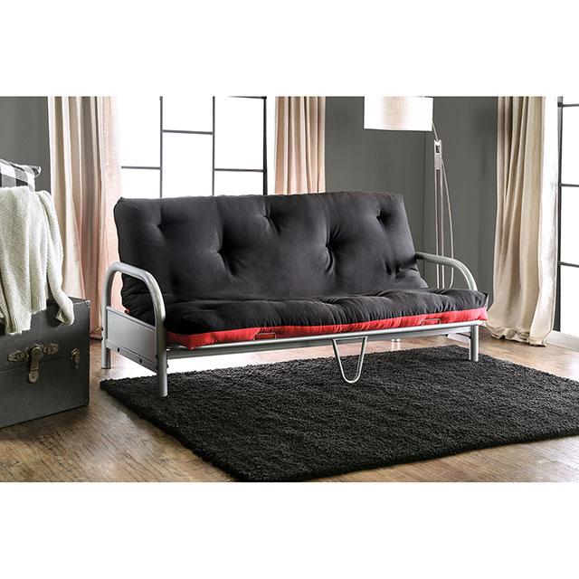 Aksel Black/Red Futon Mattress, Black, Red & Gray - U&U Home Budget Furniture (Carteret, NJ)