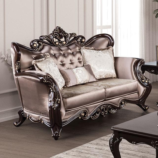 Albacete Loveseat Campage & Walnut - U&U Home Budget Furniture (Carteret, NJ)