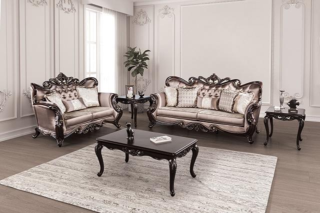 Albacete Sofa Campage & Walnut - U&U Home Budget Furniture (Carteret, NJ)