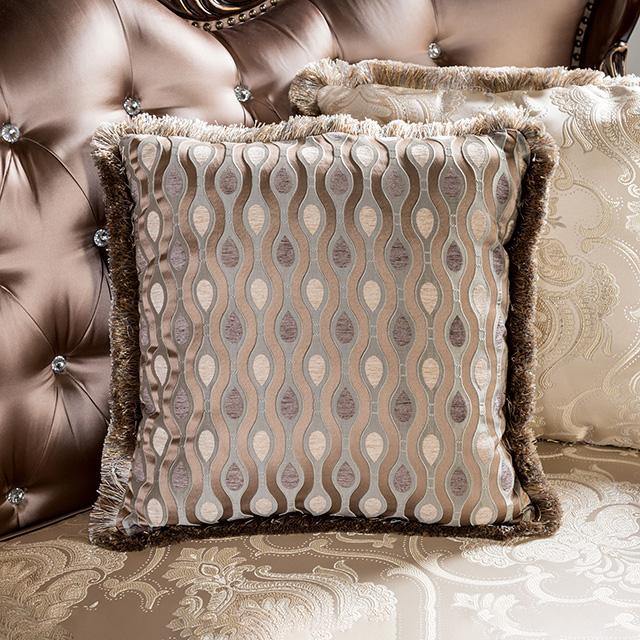 Albacete Sofa Campage & Walnut - U&U Home Budget Furniture (Carteret, NJ)