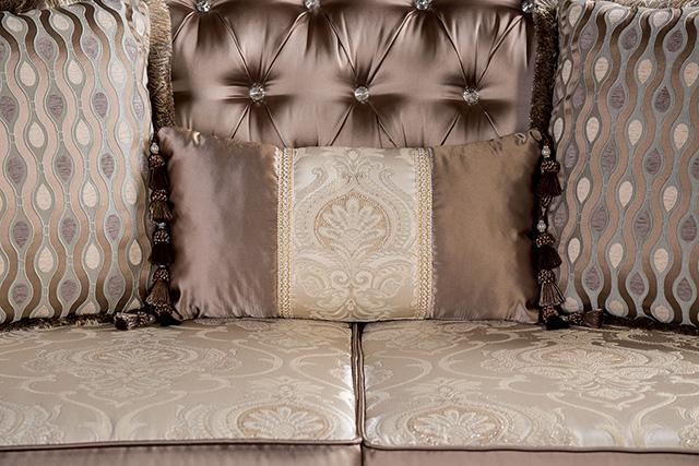 Albacete Sofa Campage & Walnut - U&U Home Budget Furniture (Carteret, NJ)