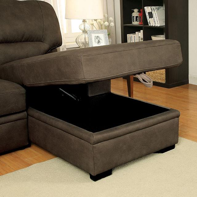 ALCESTER Brown & Gray Sectional w/ Sleeper, Ash - U&U Home Budget Furniture (Carteret, NJ)
