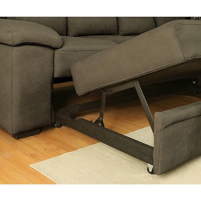 ALCESTER Brown & Gray Sectional w/ Sleeper, Ash - U&U Home Budget Furniture (Carteret, NJ)